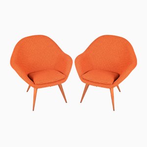 Fauteuils Mid-Century Orange par Miroslav Navratil, 1950s, Set de 2