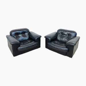 Reclining Leather Ds101 Armchairs by De Place for De Sede, 1970s, Set of 2