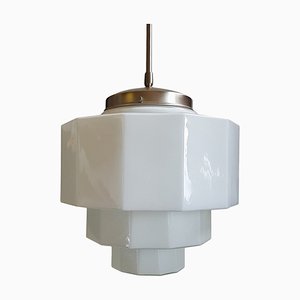 Art Deco Style Milk Glass Pendant Lamp