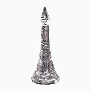 Antique English Glass Silver Scent Perfume Bottle, 1912
