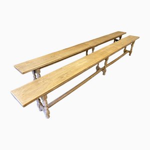 Long French Dining Benches, Set of 2