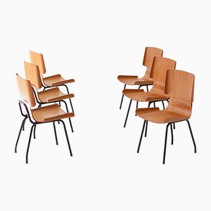 Italian Teak and Iron Dining Chairs, 1950s, Set of 6