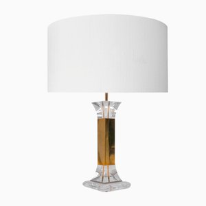 Acrylic Glass and Brass Table Lamp