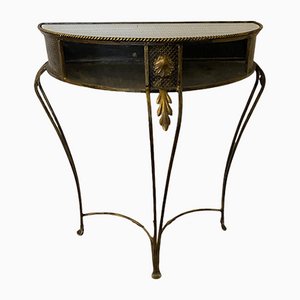 Vintage Regency Black and Gold Metal Console Hall Table, 1960s