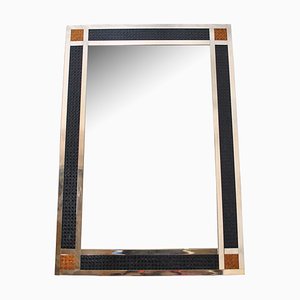 Italian Brass and Straw Mirror Frame, 1960s