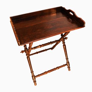 Georgian Mahogany Butler's Tray on Folding Stand with Turned Twist Legs & Struts, 1800s