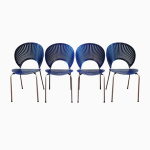 Blaue Trinidad Stühle von Nanna Ditzel für Fredericia, Dänemark, 1990er, 4er Set