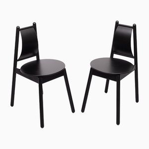 Schwarze Stühle von Vico Magistretti, 1990er, 2er Set