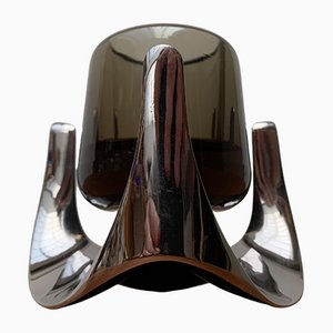 Vintage Space Age Chrome and Glass Candle Holder by Ceasar Stoffi & Fritz Nagel for BMF, 1960s