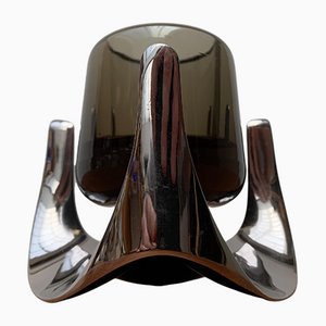 Vintage Space Age Chrome and Glass Candle Holder
