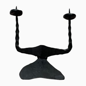 Mid-Century Brutalist Wrought Iron Candle Holder by David Palombo, 1960s