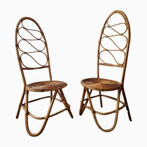 Rattan and Bamboo Chairs, Set of 2