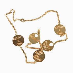 Chic Logo Embossed Coin Necklace from Moschino