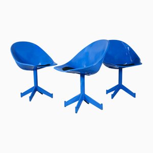 Space Age Resin and Steel Chairs, France, 1970, Set of 3