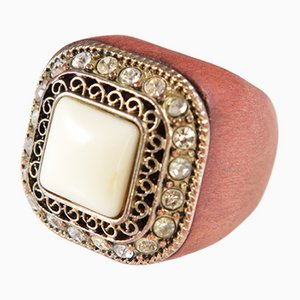 Large Wooden Ring with Central Cabochon