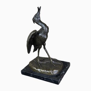 Bird and Fish, Bronze with Marble Base