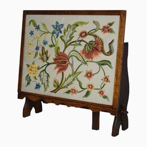 Victorian Tilt Top Fire Screen Table with Needlepoint Decoration