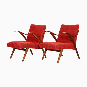 Mid-Century Czech Red Beach Armchairs, 1960s, Set of 2