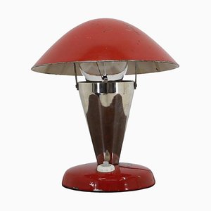 Kleine rote Bauhaus Tischlampe, Tschechoslowakei, 1930er