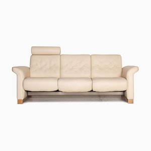 Cream Leather Metropolitan 3-Seat Sofa with Relaxation Function from Stressless