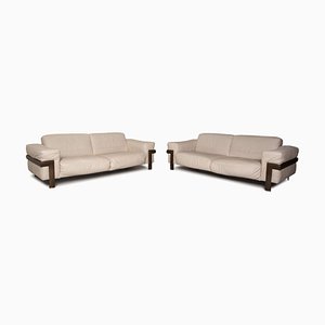 Cream Leather 2-Seat Sofas from Natuzzi, Set of 2