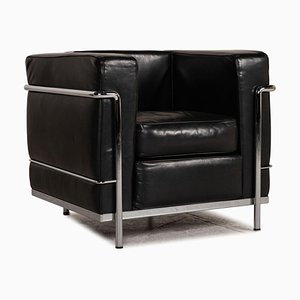 Black Leather LC2 Armchair by Le Corbusier for Cassina