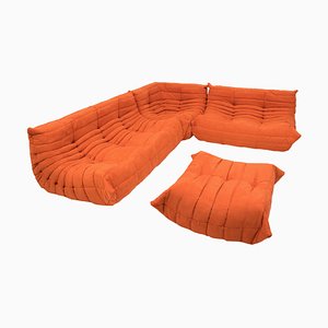Orange Togo Sofa Set by Michel Ducaroy for Ligne Roset, Set of 4