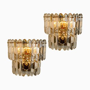 Xl Palazzo Wall Light Fixtures in Gilt Brass and Glass from Kalmar, Set of 2