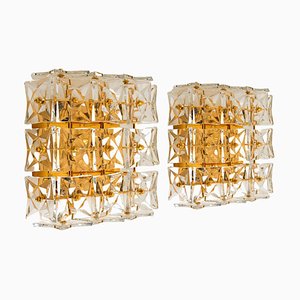 Gold-Plated Crystal Glass Wall Light or Flush Mount by Kinkeldey for Bakalowits & Söhne, 1970s