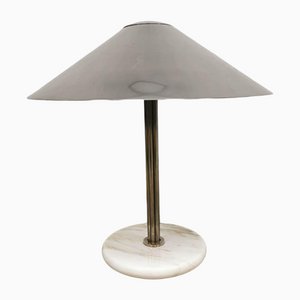 Vintage Italian Design Marble Chrome Table Lamp by Vico Magistretti