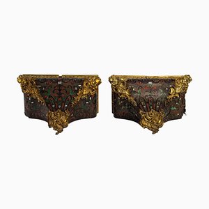 Konsolen aus Intarsien & vergoldeter Bronze, 2er Set