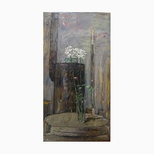 Enzo Faraoni, White Flowers, 1970, Oil on Canvas