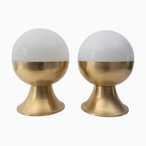 Brass Ball Table Lamps, Italy, 1950s, Set of 2