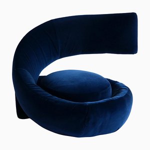Spiral Chair aus blauem Samtstoff, 1970er, Marzio Cecchi, Italien