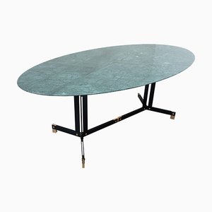 Mesa de comedor Mid-Century ovalada de mármol verde de Ignazio Gardella, 1950