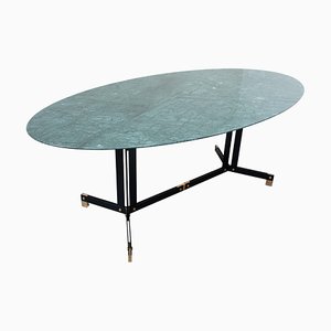 Mid-Century Green Marble Oval Dining Table by Ignazio Gardella, 1950