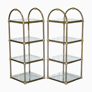 Bronze Display Racks with Glass Shelves from Liberty of London, Set of 2
