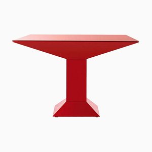 Roter Mettsass Tisch aus Metall & Glas von Ettore Sottsass für BD