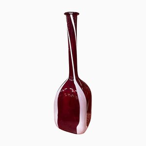 Vaso moderno in vetro di Murano rosso e bianco di Carlo Moretti, anni '80