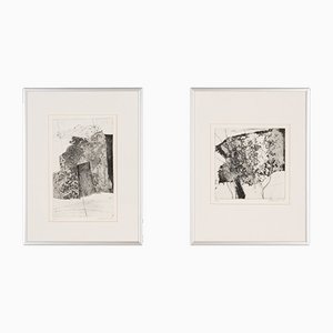 Fragments, Black & White Etchings, Set of 2, Framed
