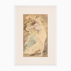 Stehende nackte Frau, 1901, Aquarell auf Papier, gerahmt