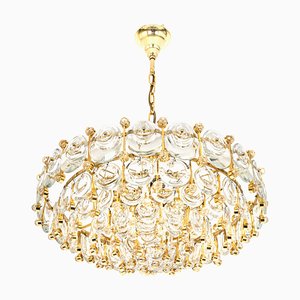 Brass and Crystal Chandelier by Sciolari for Palwa, Germany, 1970s