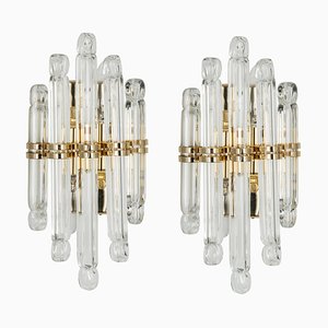 Crystal Glass Wall Lights in the Style of Venini, Italy, 1970s, Set of 2