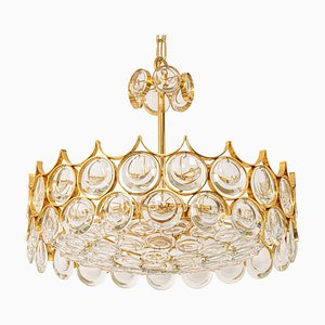 Brass and Crystal Chandelier by Sciolari for Palwa, Germany, 1970s