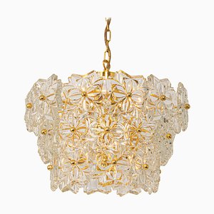 Gilt Brass and Crystal Glass Chandelier, Germany, 1970s