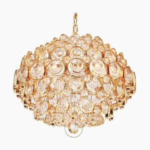German Gilt Brass and Crystal Chandelier by Sciolari for Palwa, 1970s
