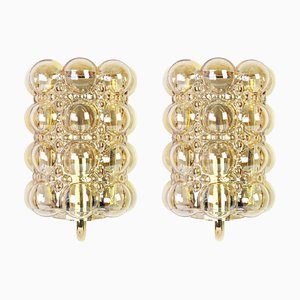 German Amber Bubble Glass Sconces by Helena Tynell for Limburg, Set of 2