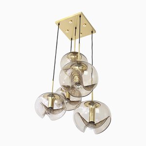 Large German Smoked Glass Cascade Chandelier from Peill & Putzler, 1970s