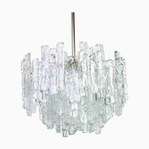 Large Murano Ice Glass Chandelier by Kalmar, Austria, 1960s