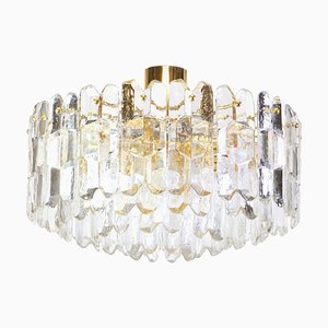 Gilt Brass Crystal Glass Light Fixture from Kalmar, Austria, 1970